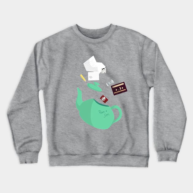 Jim and Pam teapot Crewneck Sweatshirt by Peanuttiedesign